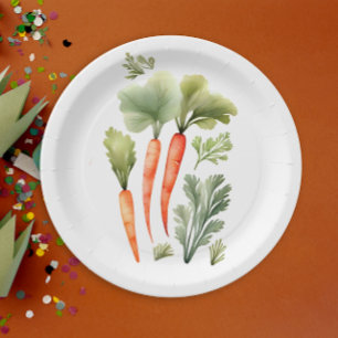 Assiettes En Carton Cute Carotte Plat principal Aquarelle Motif alimen