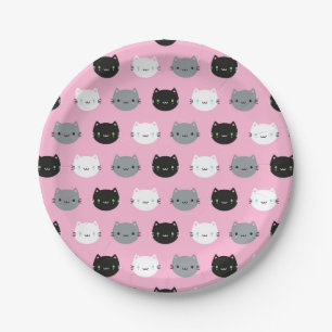 Assiettes En Carton Cute Cats & Kawaii Kittens (rose)