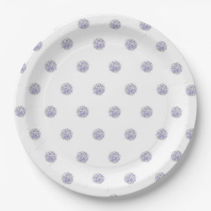 Assiettes En Carton Cute Chic Motif Lavande Polka Dot Bleu