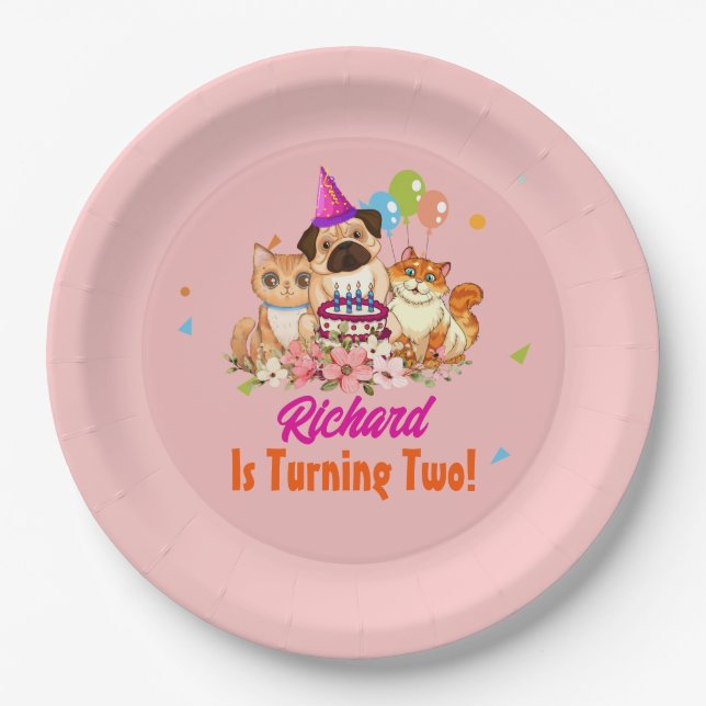 Assiettes En Carton Cute Chien Chiot Puppy Theme Fête d'Anniversaire d (Devant)