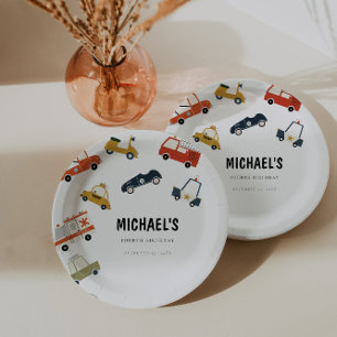 Assiettes En Carton Cute City Cars Transport Plaque papier d'anniversa