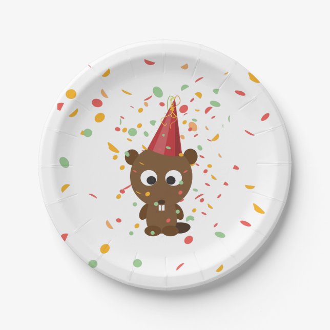 Assiettes En Carton Cute Confetti Party Beaver (Devant)