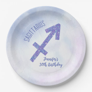 Assiettes En Carton Cute Custom Sagittarius Purple Anniversaire
