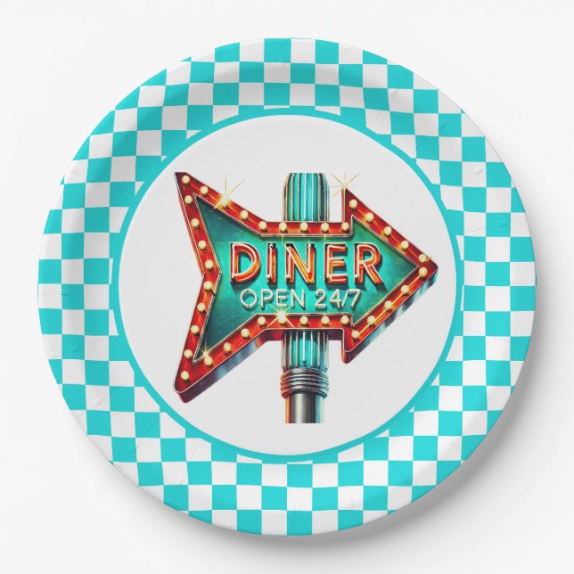 Assiettes En Carton Cute Diner retro party  (Devant)