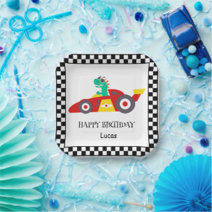 Assiettes En Carton Cute Dinosaur Anniversaire voiture de course enfan