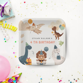 Assiettes En Carton Cute Dinosaur Fête Animaux Anniversaires de enfant