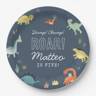 Assiettes En Carton Cute Dinosaur Plaques d'anniversaire personnalisée