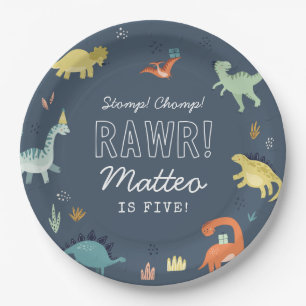 Assiettes En Carton Cute Dinosaur Plaques d'anniversaire personnalisée
