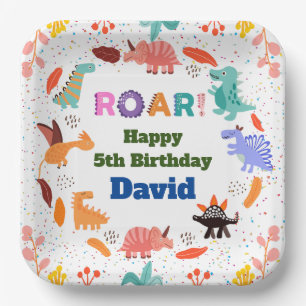 Assiettes En Carton Cute Dinosaur thème anniversaire plaques de papier
