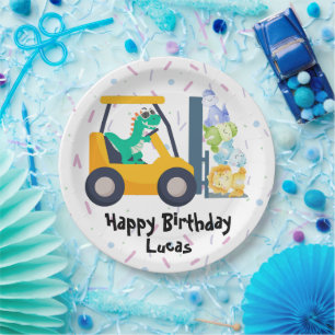 Assiettes En Carton Cute dinosaure Construction Camion garçon B2S Anni