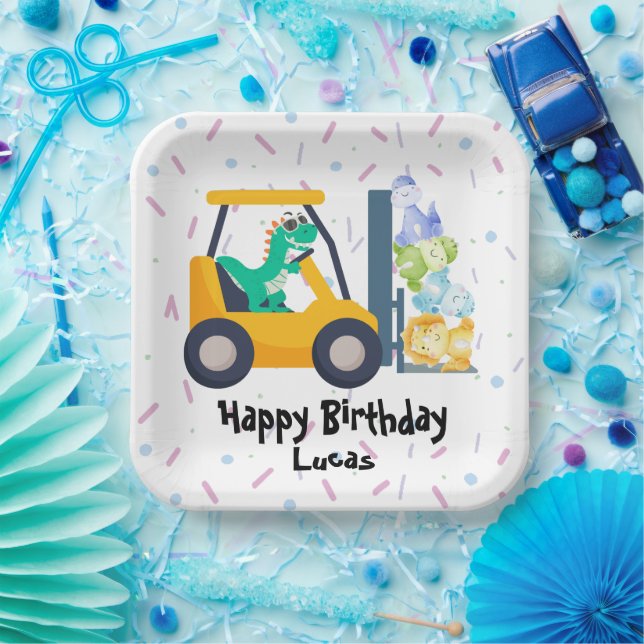 Assiettes En Carton Cute dinosaure Construction Camion garçon B2S Anni (Fête)