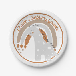 Assiettes En Carton Cute dinosaure gris fête d'anniversaire personnali