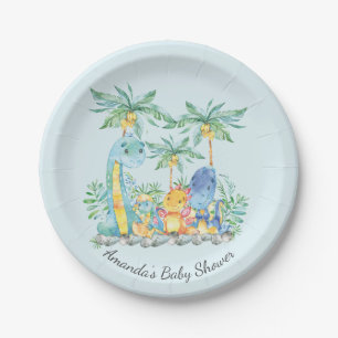 Assiettes En Carton Cute Dinosaures Baby shower 7" Plaque