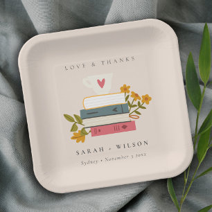 Assiettes En Carton Cute Dusky Blush empilé Storybooks Mariage floral