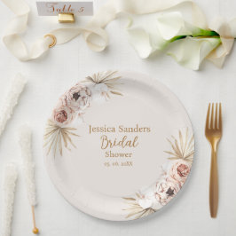 Assiettes En Carton Cute Elegant Flowers Boho Bridal Shower