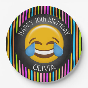 Assiettes En Carton Cute Emoji Girl's Birthday Party Plaque papier