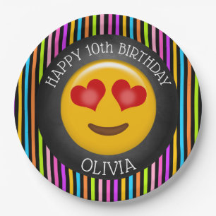Assiettes En Carton Cute Emoji Girl's Birthday Party Plaque papier