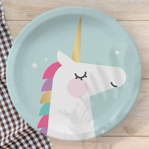 Assiettes En Carton Cute et moderne Rainbow Unicorn