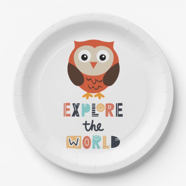 Assiettes En Carton Cute Exploration Owl (Devant)