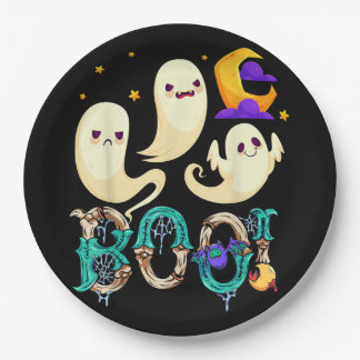 Assiettes En Carton Cute Fantôme Chat Drôle Halloween tenue s