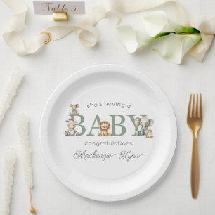 Assiettes En Carton Cute farci Animaux Baby shower neutre genre