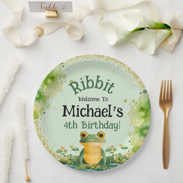 Assiettes En Carton Cute Frog Anniversaire Fête Invitation (Mariage)
