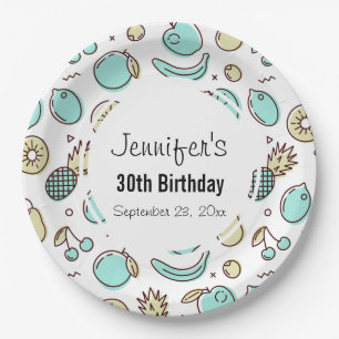 Assiettes En Carton Cute Fruit Motif Summery Thème Anniversaire