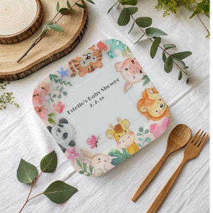 Assiettes En Carton Cute Funny Baby shower animalier