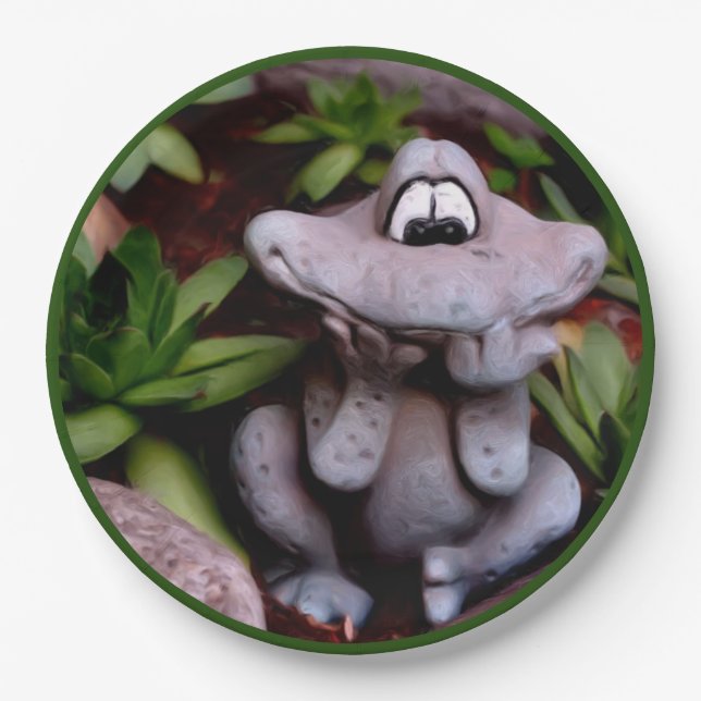 Assiettes En Carton Cute Garden Frog Nature Art Party (Devant)