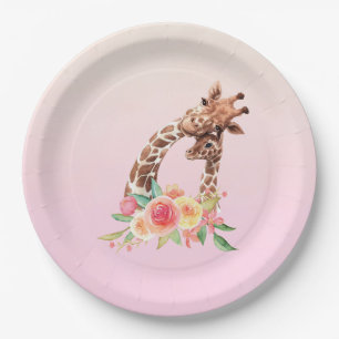 Assiettes En Carton Cute Giraffe Aquarelle Maman & Bébé