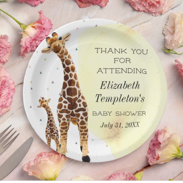 Assiettes En Carton Cute Giraffe Safari Baby Shower Genre Neutral Pap (Créateur téléchargé)