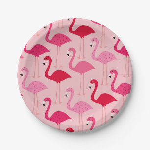 Assiettes En Carton Cute Girl Moderne Été rose Flamingo Modèle