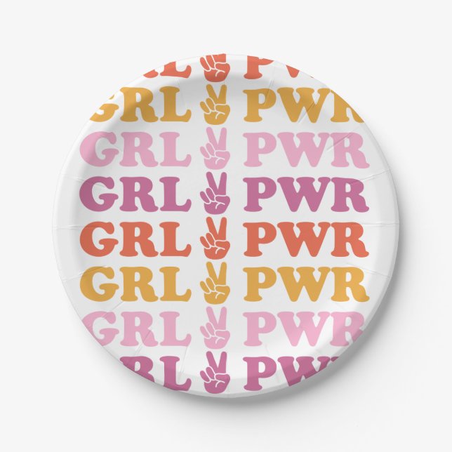 Assiettes En Carton Cute Girl Power with Heart Paper Plate (Devant)