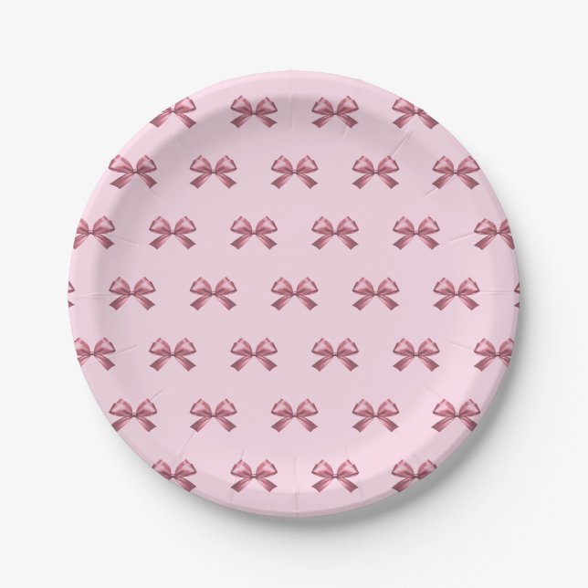 Assiettes En Carton Cute Girl Rose Satin Aesthétique Bow (Devant)