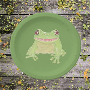 Assiettes En Carton Cute Green Tree Frog - simple transparent.