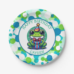 Assiettes En Carton Cute Grenouille à thème Garçon d'anniversaire