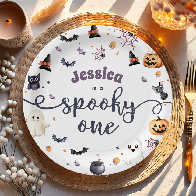 Assiettes En Carton Cute Halloween Fantôme 1er anniversaire (Créateur téléchargé)