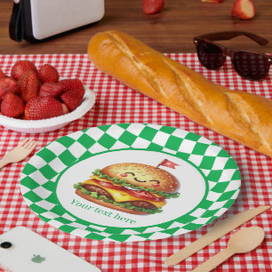 Assiettes En Carton Cute hamburger cuisine party personnalisable