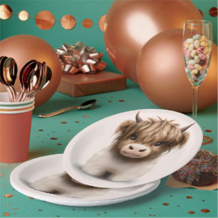 Assiettes En Carton Cute Highlands Scottish Cow