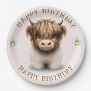 Assiettes En Carton Cute Highlands Scottish Cow