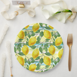 Assiettes En Carton Cute Hip Tropical Summer Lemon Fruit Art Motif