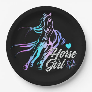 Assiettes En Carton Cute Horse Equestrio Black Western