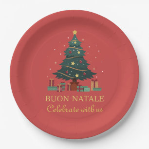 Assiettes En Carton Cute Italien Buon Natale Arbre Personnalisé
