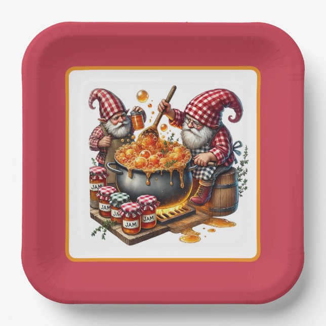 Assiettes En Carton Cute Jam fêter gnome (Recto)