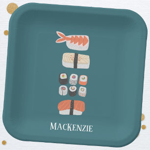 Assiettes En Carton Cute Japonais Sushi Personnalisé