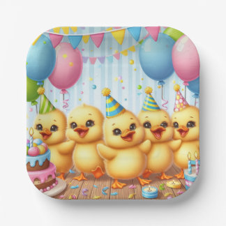 Assiettes En Carton Cute Jaune Canettes Plaques Papier Fête Anniversai