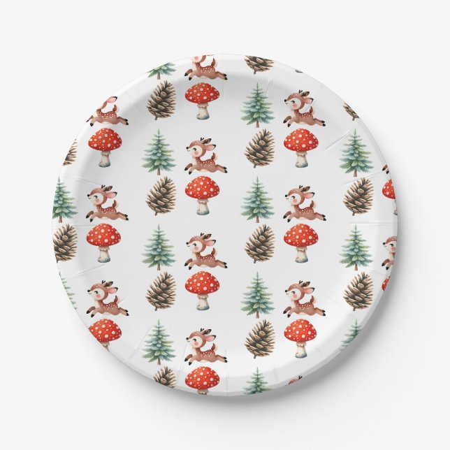 Assiettes En Carton Cute Jumping Baby Reindeer Christmas Pattern Party (Devant)