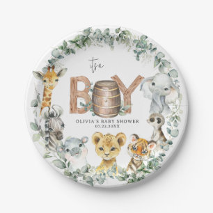 Assiettes En Carton Cute Jungle Animaux Végétation Boy Baby shower