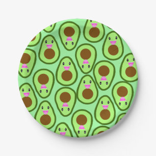 Assiettes En Carton Cute Kawaii Avocado Vegan