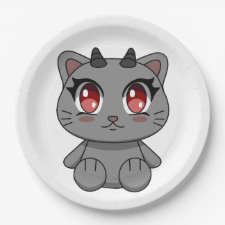 Assiettes En Carton Cute Kawaii Demon Chat